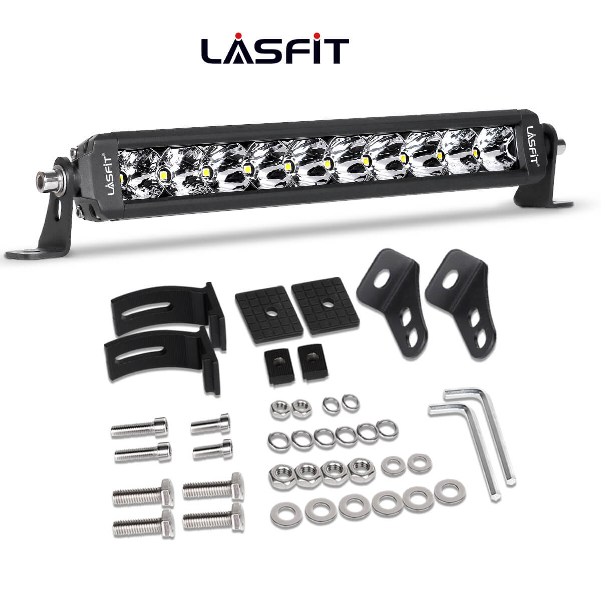 LASFIT Off-Road LED Light Bars 12 22 32 42 52 Inch Spot Flood Combo Single Row - White - Image 2