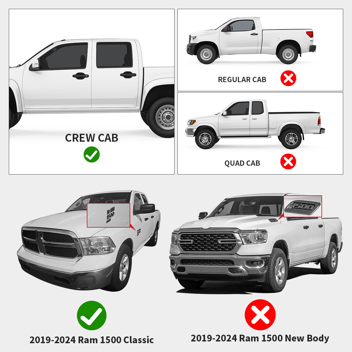 Fit for 2013-2018 Ram 1500 All-Weather 1st & 2nd row Floor Mats, Fit Carpet Floor Only - Image 2