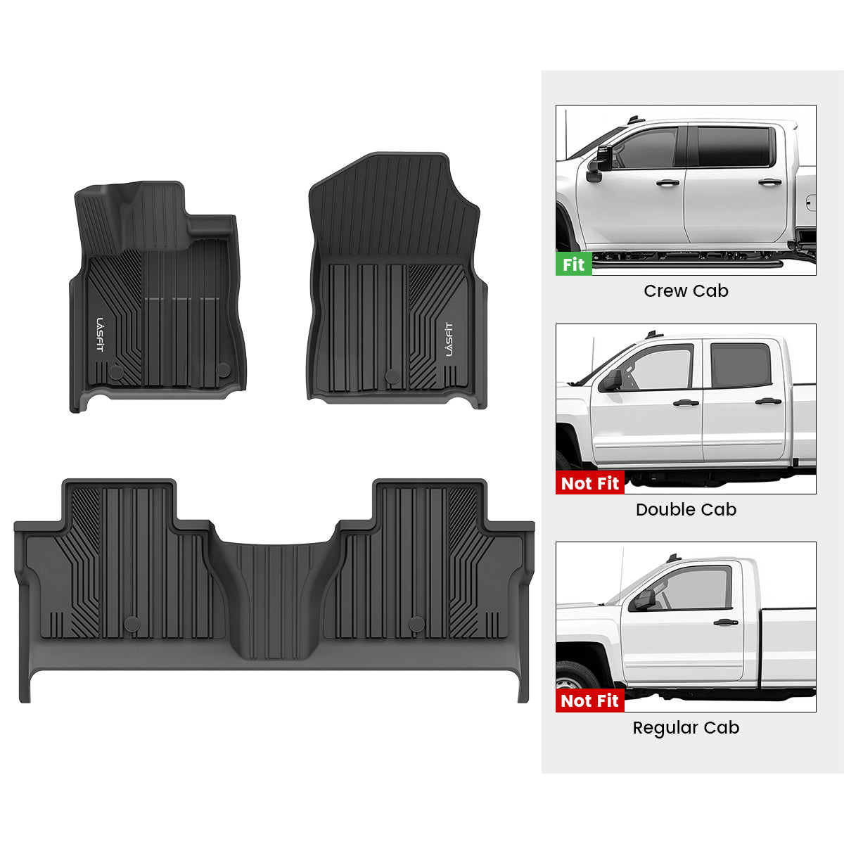 Fit for 2014-2021 Toyota Tundra Floor Mats 1st & 2nd Row Seat - Image 2