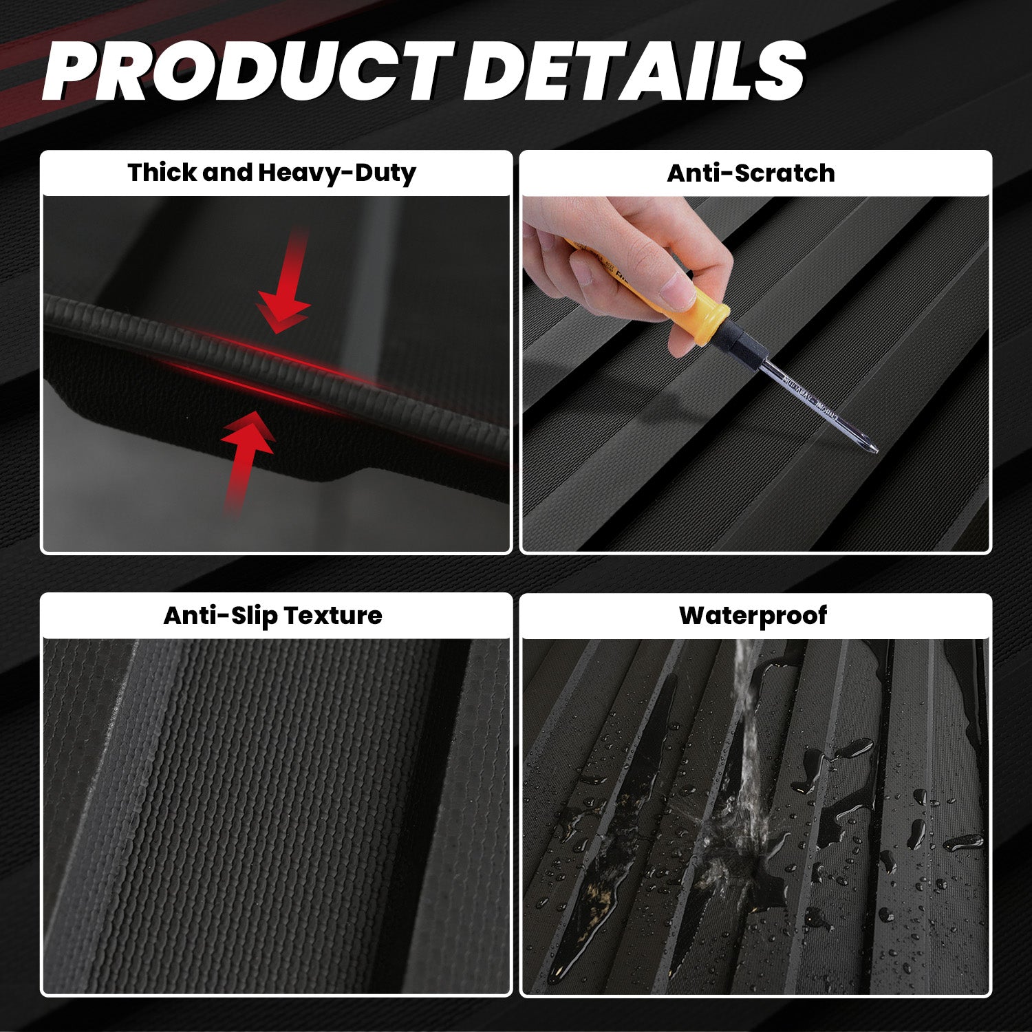 Fit for 2024-2026 Ford Ranger 5FT(59.6") Heavy Duty Truck Bed Mat or Tailgate Mat, Not Fit Drop-in liners - Image 2