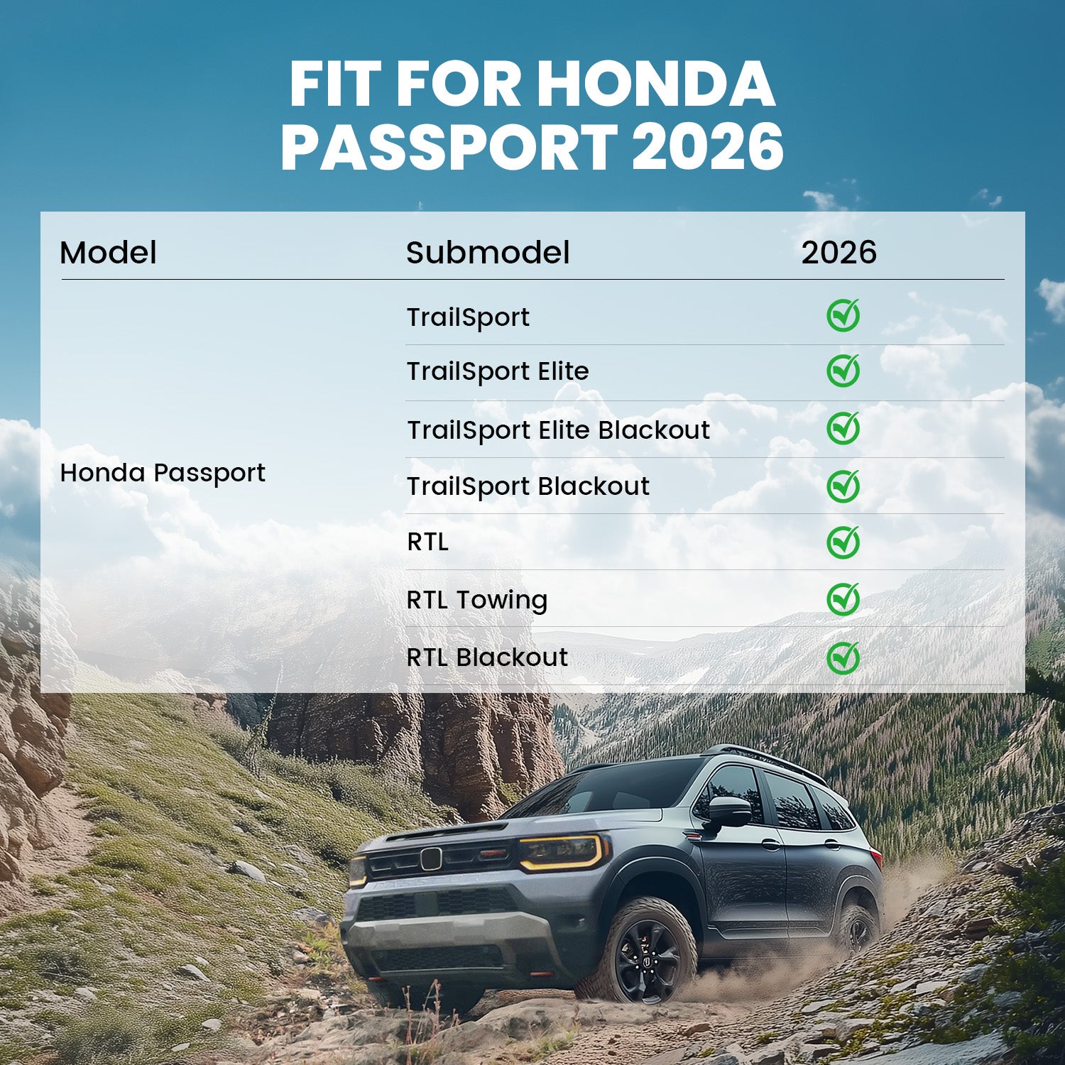 Fit for 2026 Honda Passport Floor Mats or Cargo Mat or Seatback Mat - Image 2