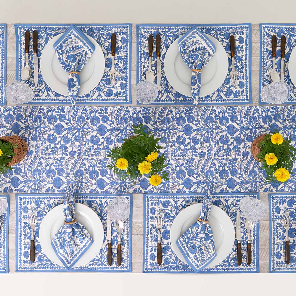 Cactus Flower Blue Placemat | Set of  4 - Image 4