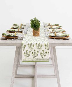Phlox Green Table Runner