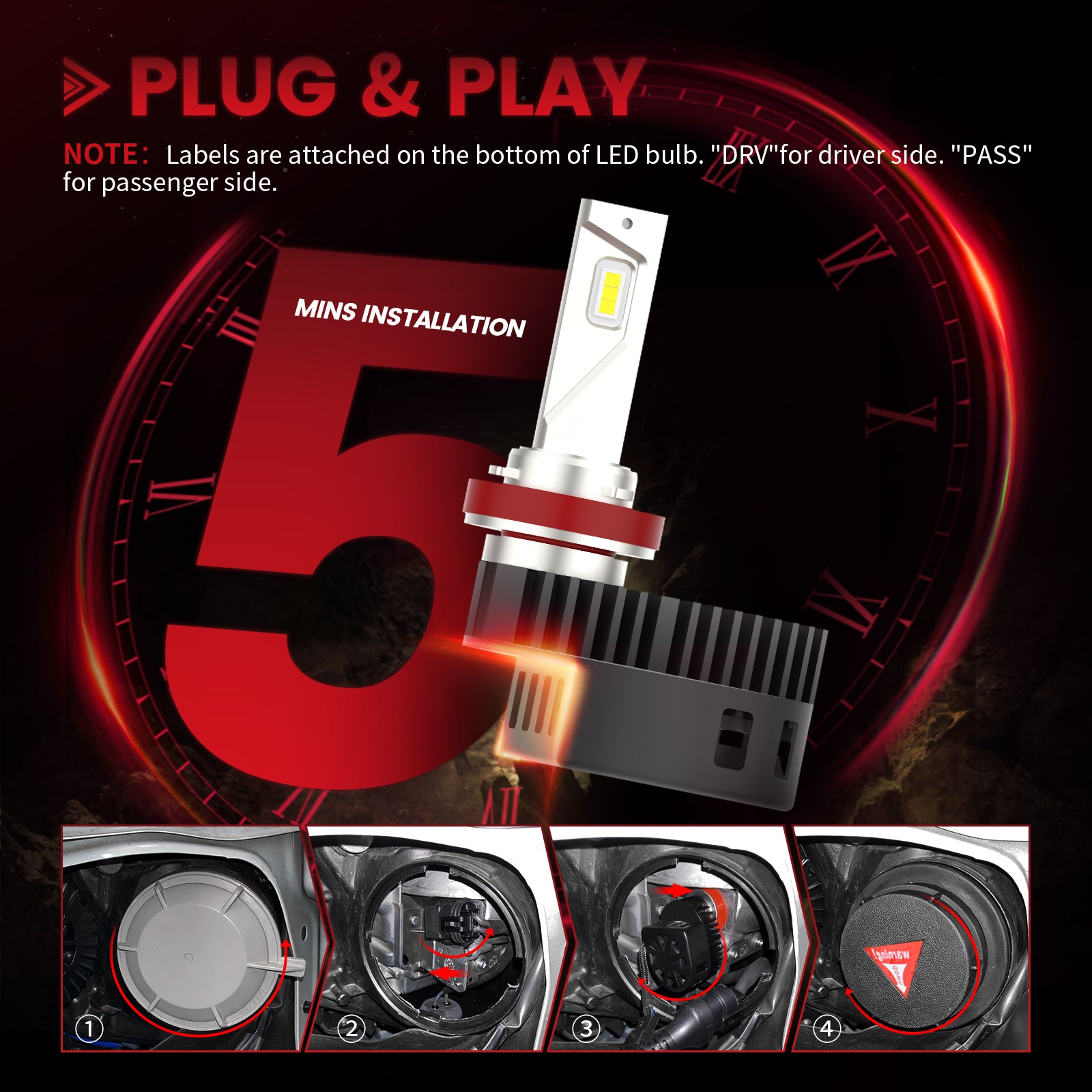 Fit for Toyota 4Runner 2014-2020 Custom H11 LED Bulbs with Dust Cover | Pro-DC Series - Image 4