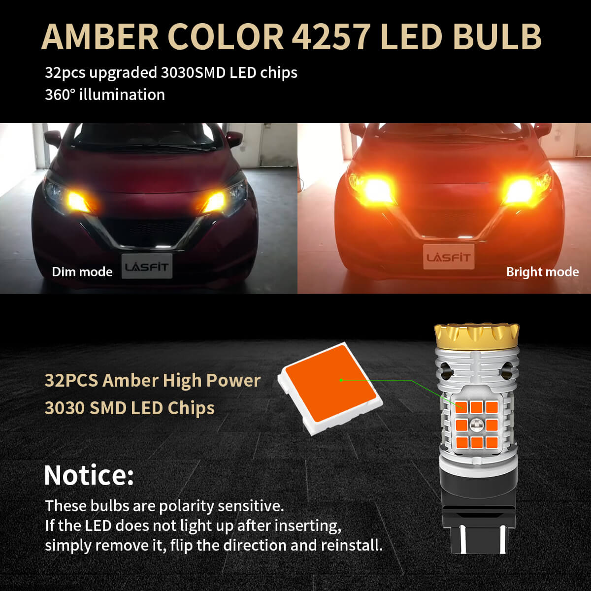 4257 4257NA CANBUS Error Free LED Turn Signal Light Anti Hyper Flash | Amber Yellow, 2 Bulbs - Image 3