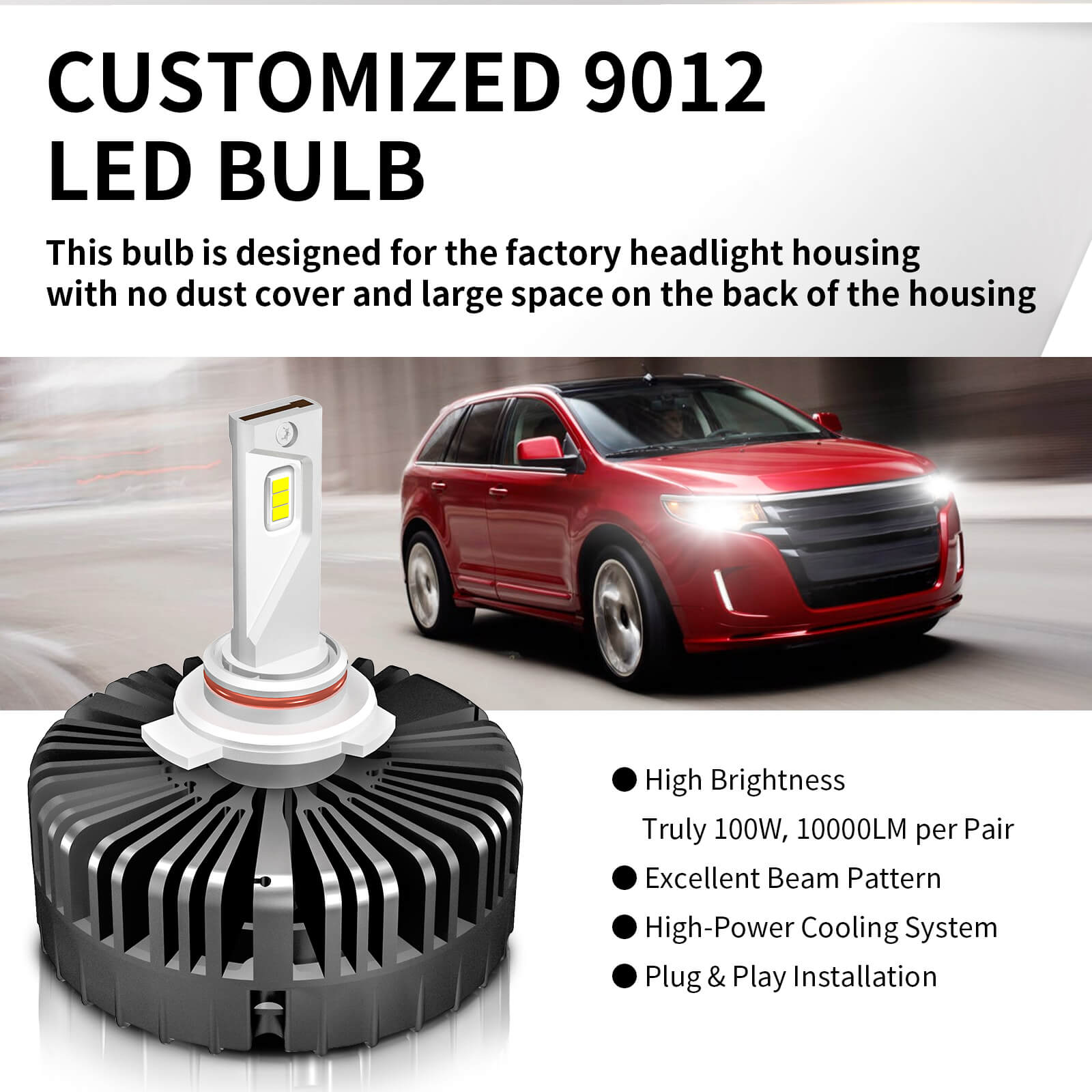 100W 9012 HIR2 Pro Series | 10,000LM 6000K LED Bulbs - Image 2