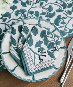 Ginkgo Teal Napkins | Set of 4