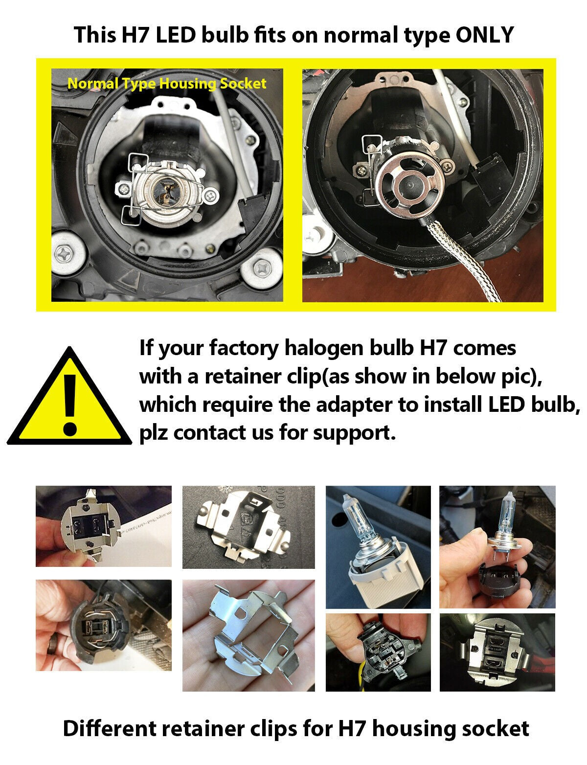 Custom H7 LED Bulbs Fit for Mercedes Benz Volkswagen Tiguan with Retainer Adapter Plug n Play | 2 Bulbs - Image 2