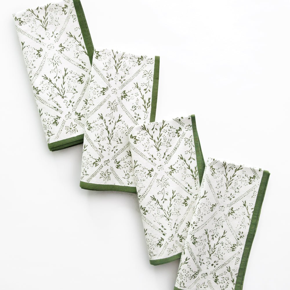 India Hicks Home Sea Ferns & Domino Hunter Green Napkin | Set of 4 - Image 5