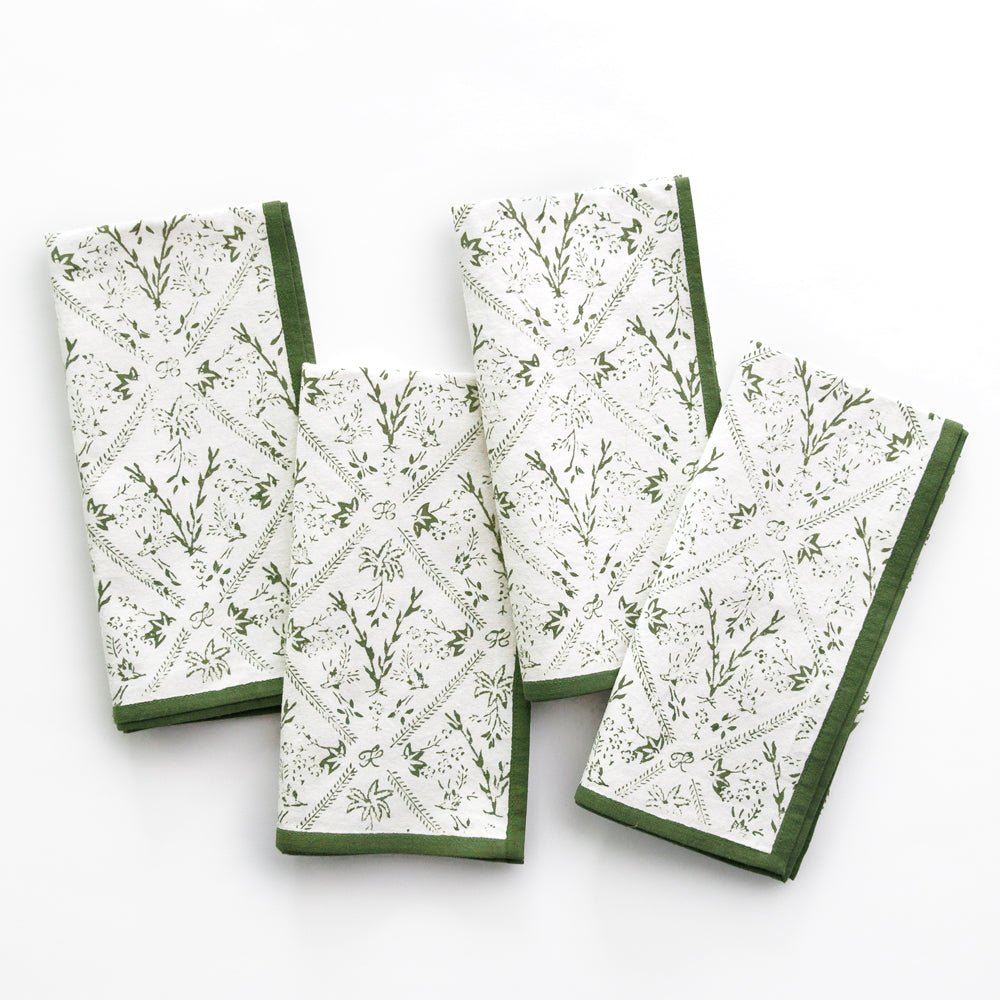 India Hicks Home Sea Ferns & Domino Hunter Green Napkin | Set of 4 - Image 3