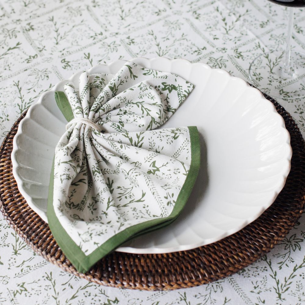 India Hicks Home Sea Ferns & Domino Hunter Green Napkin | Set of 4