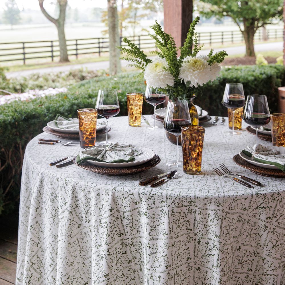 India Hicks Home Sea Ferns & Domino Hunter Green Tablecloth