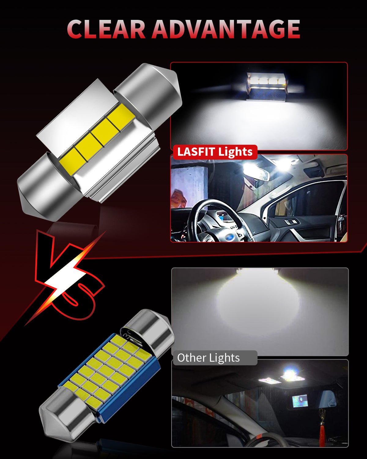 31MM DE3175 DE3021 6428 LED Interior Door Courtesy Luggage Compartment Light Bulb, 2 Bulbs - Image 2