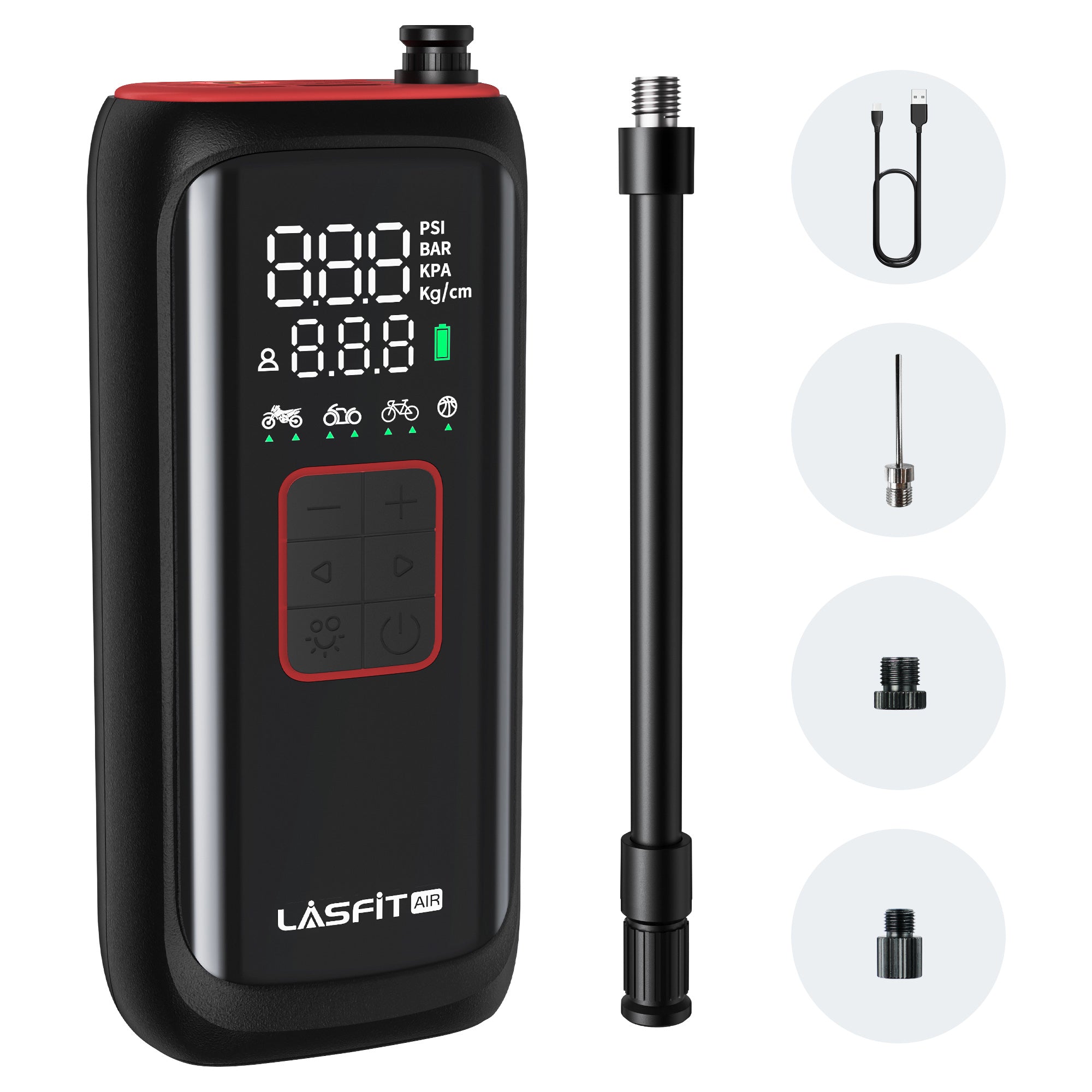 LASFIT AIR Portable Cordless Tire Inflator Air Compressor Pump for Bike Bicycle Motorcycle Ball - Image 2