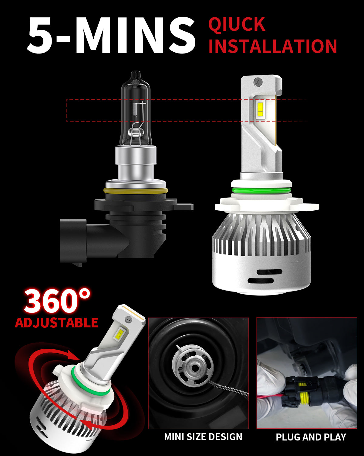 60W 9012 HIR2 LA Plus Series | 6,000LM 6000K LED Bulbs - Image 4