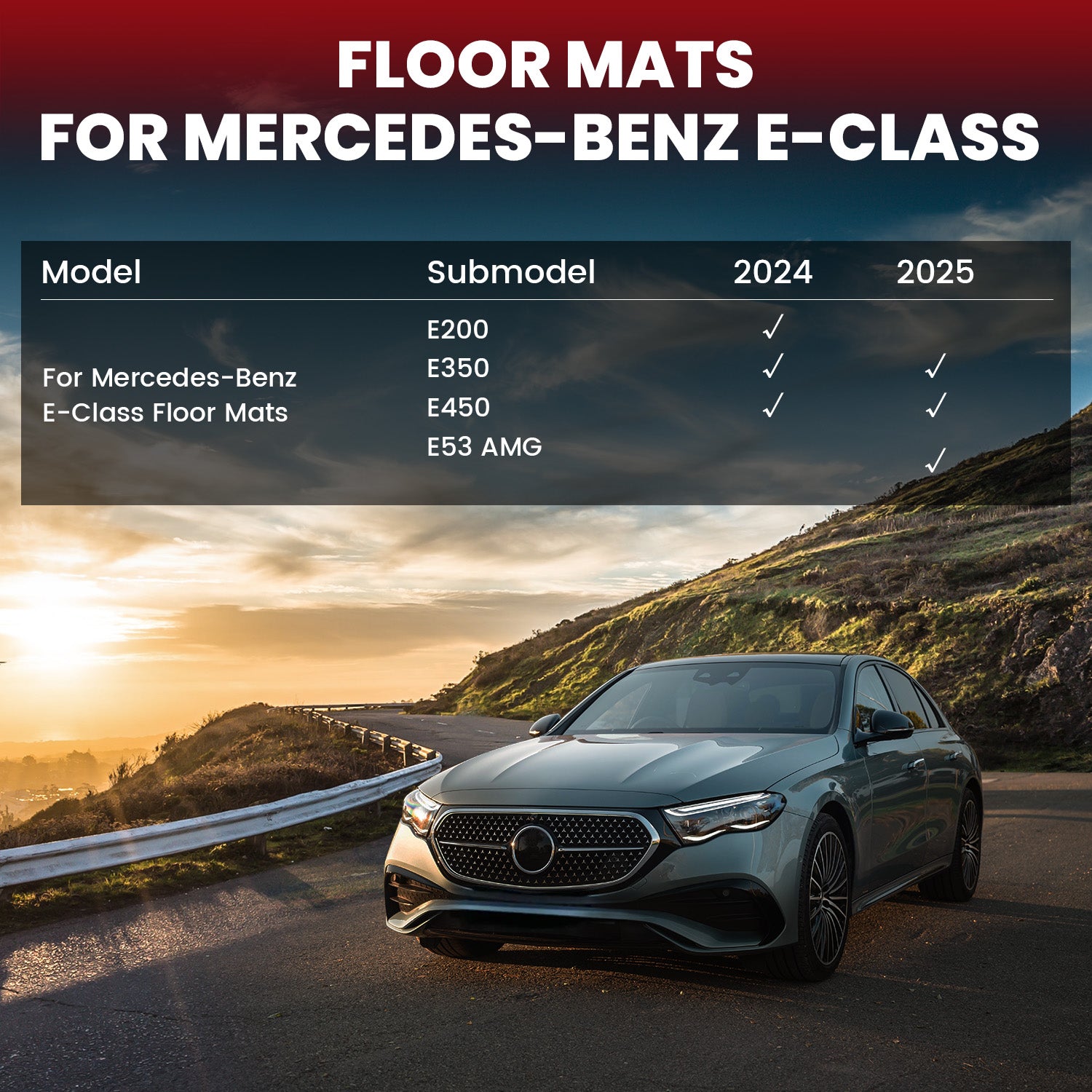 Fit for 2024-2026 Mercedes Benz E-class 1st and 2nd Row All-weather TPE Floor Mats, Fit Sedan W214 - Image 2