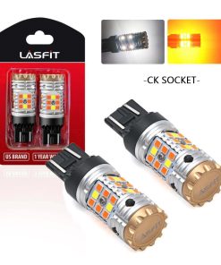 7443 7444 CANBUS Error Free Anti Hyper Flash Switchback LED Turn Signal Light Dual Color Blinker Bulb-CK Socket, 2 Bulbs