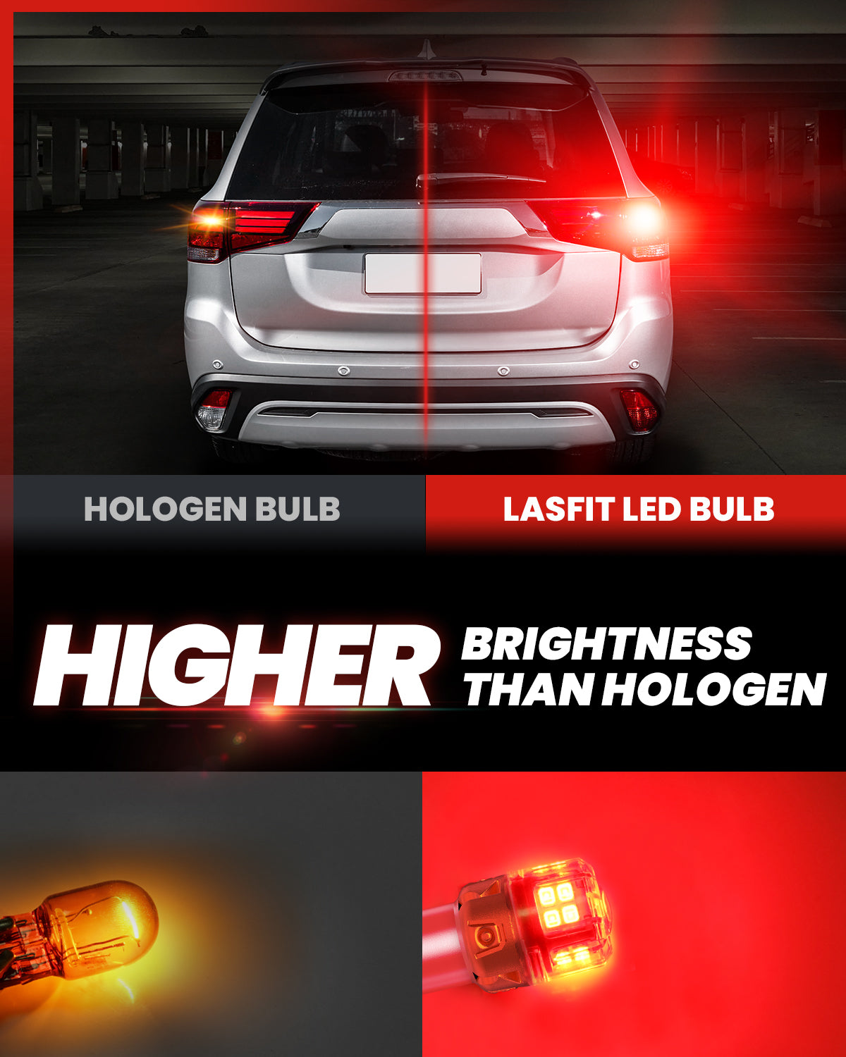 1157 2057 2357 7528 LED Brake Tail Stop Parking Light Bulb | Brilliant Red (Don't Work for Trucks), 2 Bulbs | Upgraded L2 Series - Image 3