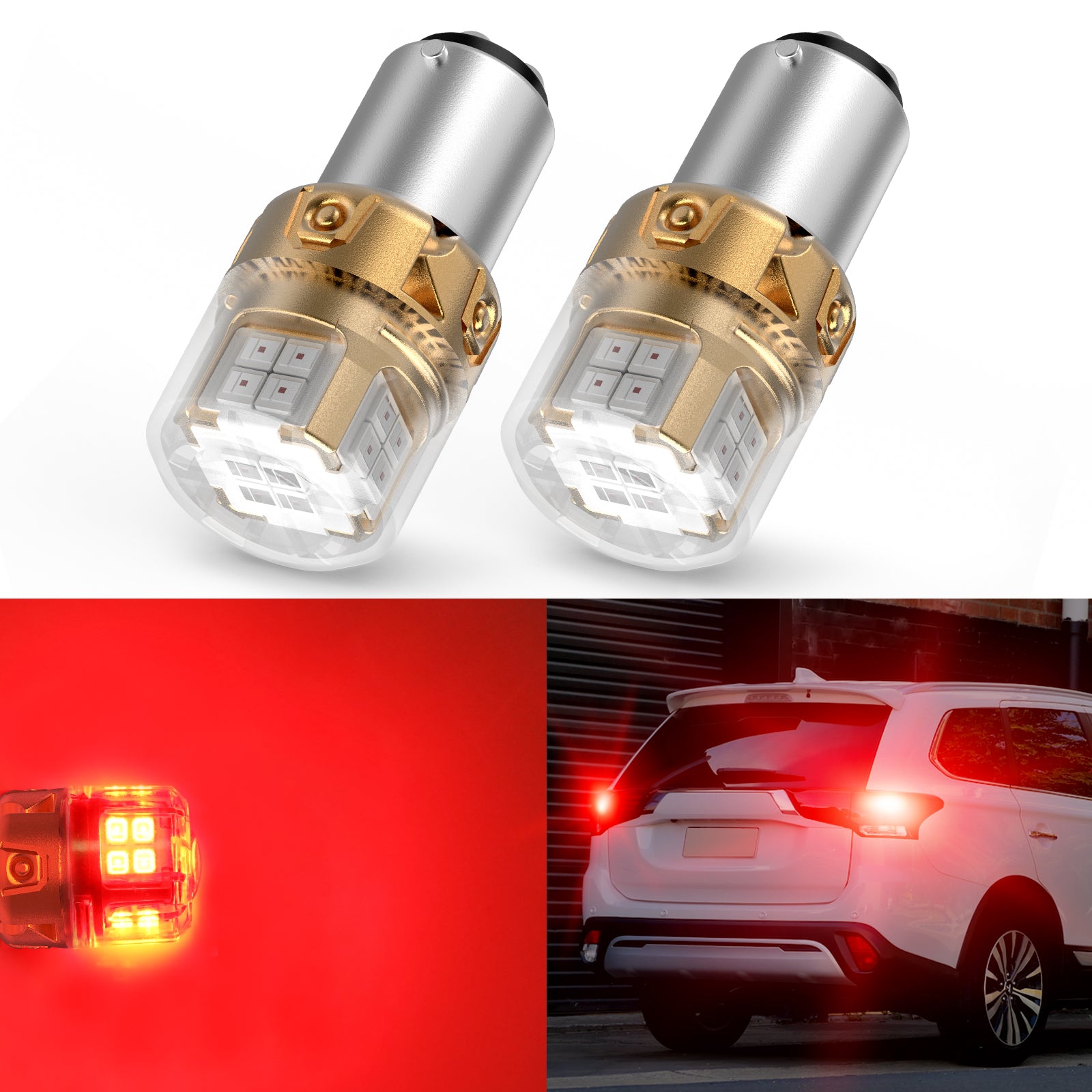 1157 2057 2357 7528 LED Brake Tail Stop Parking Light Bulb | Brilliant Red (Don't Work for Trucks), 2 Bulbs | Upgraded L2 Series - Image 2