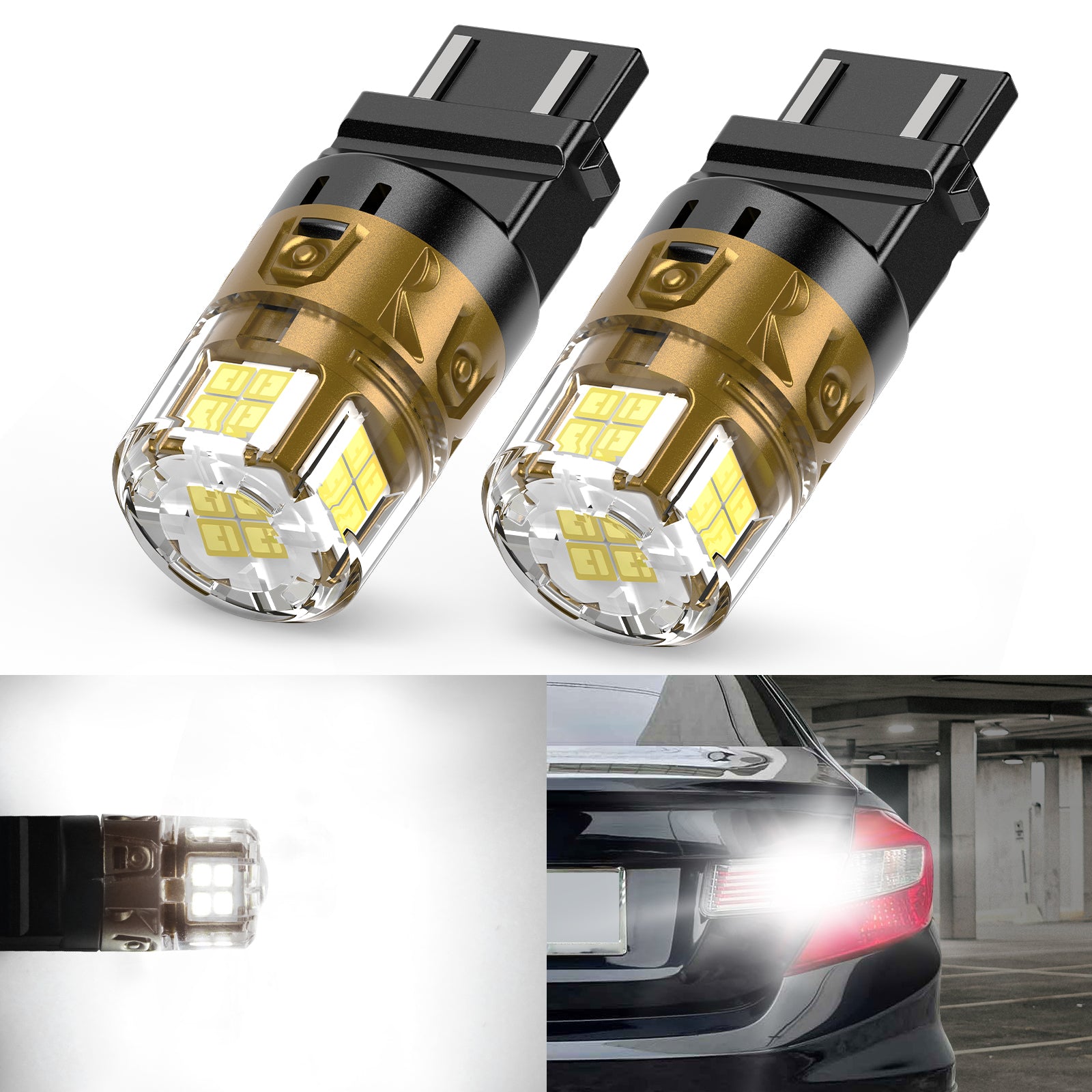3157 3156 3057 4157 LED Reverse Backup Light Bulb | Xenon White,2 Bulbs | Upgraded L2 Series - Image 2