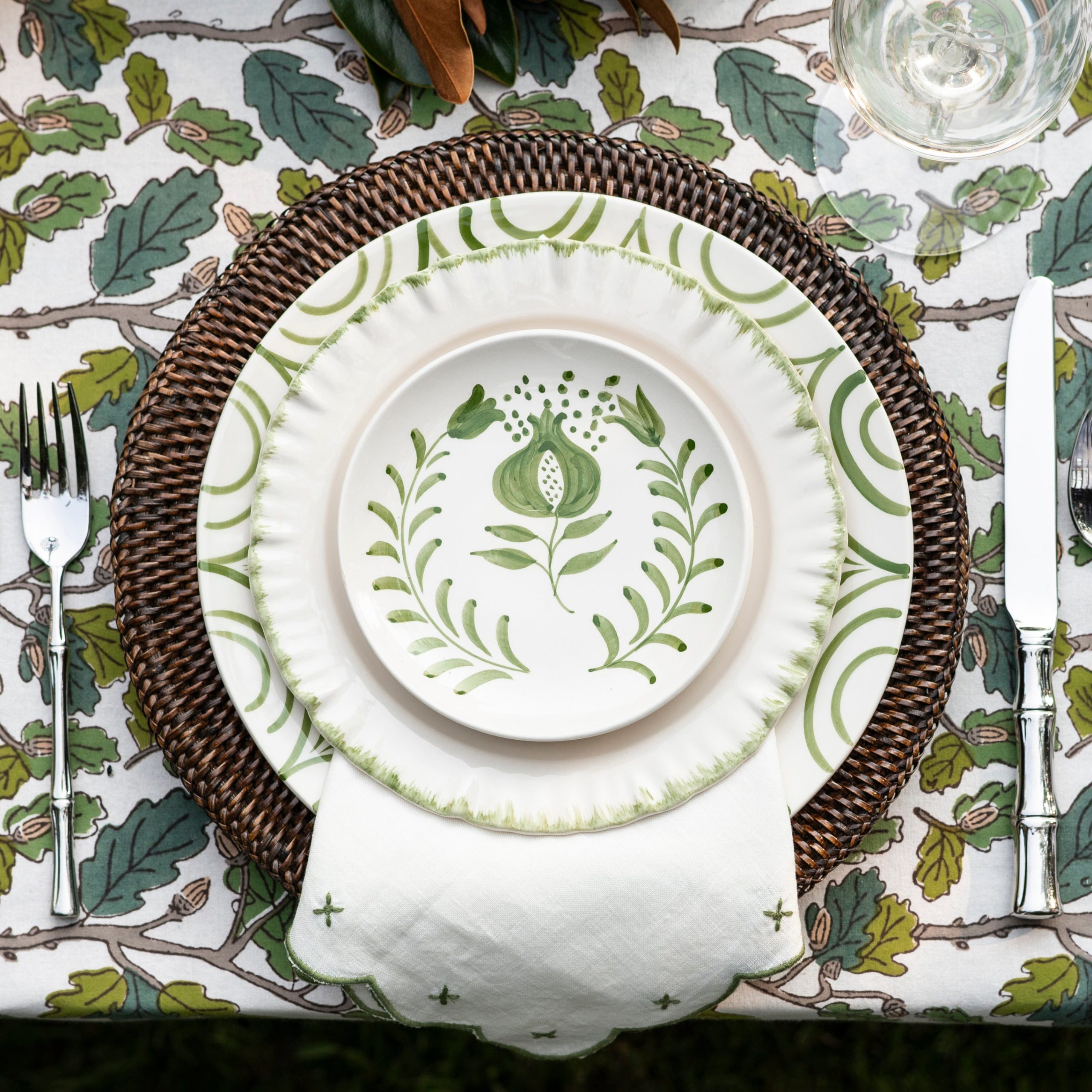 Pomegranate Crest Green Appetizer Plate | Set of 4 - Image 2