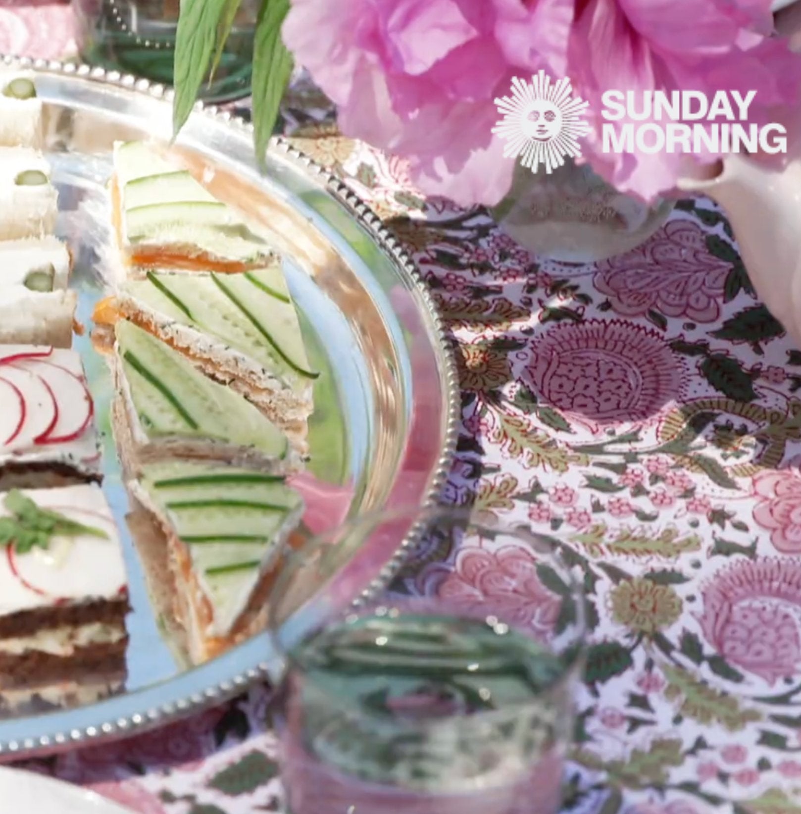 Bohemian Floral Moss & Mauve Tablecloth - Image 5