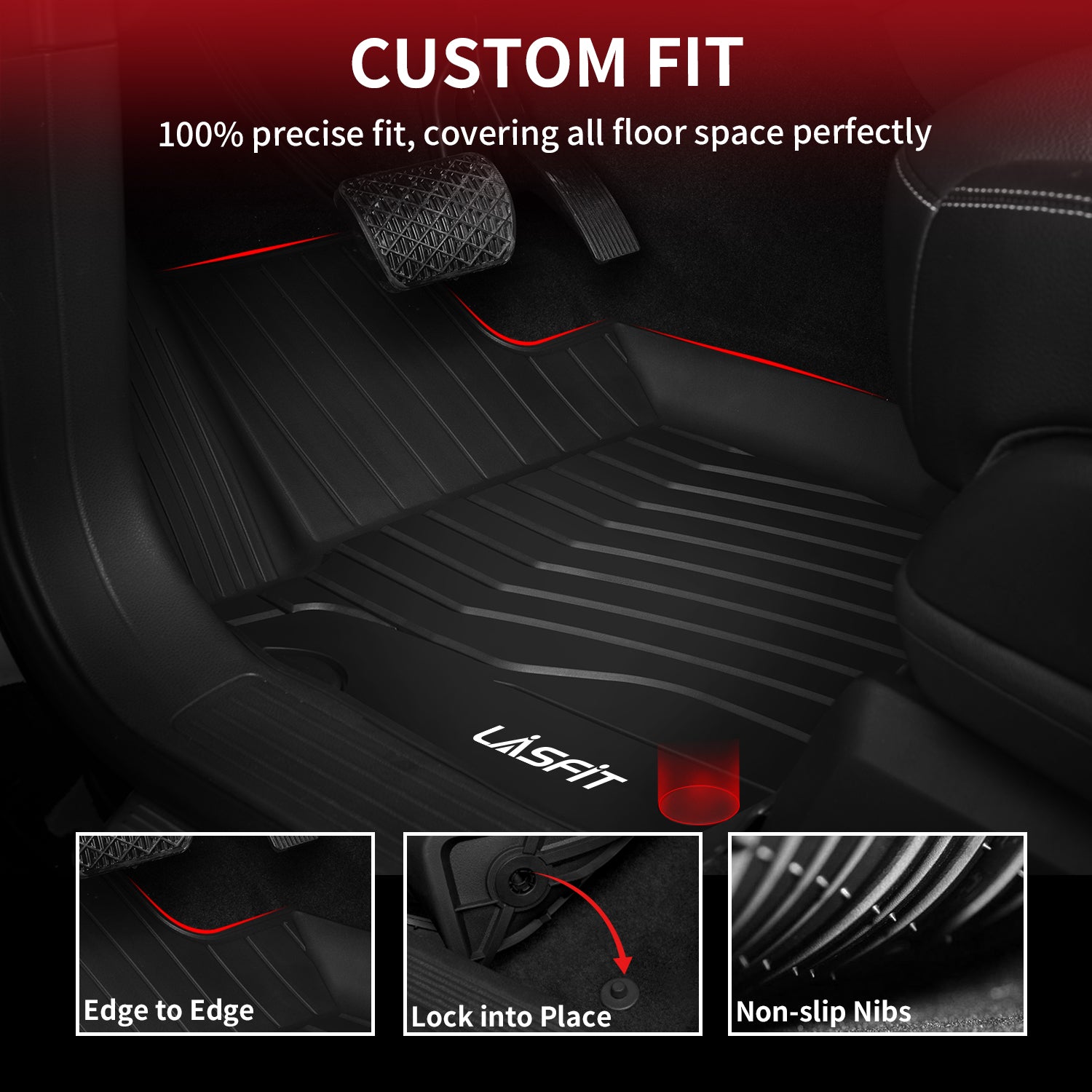 Fit for 2016-2019 Mercedes-Benz GLE Custom Floor Mats TPE Material 1st & 2nd Row Seat - Image 3