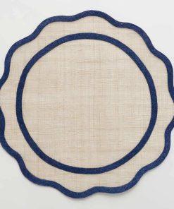 Navy Blue Scalloped Woven Placemat | Set of 4