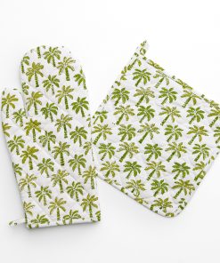 Palm Tree Green Oven Mitt Set