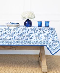 Pineapple Party Blue & White Tablecloth