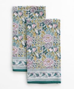 Pomegranate Garden Teal & Lilac Tea Towels