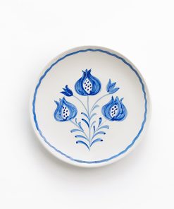 Pomegranate Trio Sketch Cobalt Blue Appetizer Plate | Set of 4