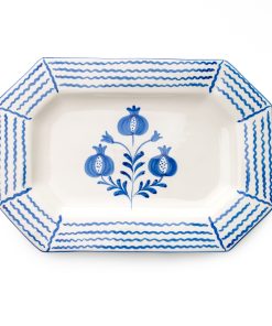 Pomegranate Trio Sketch Cobalt Blue Rectangle Serving Platter
