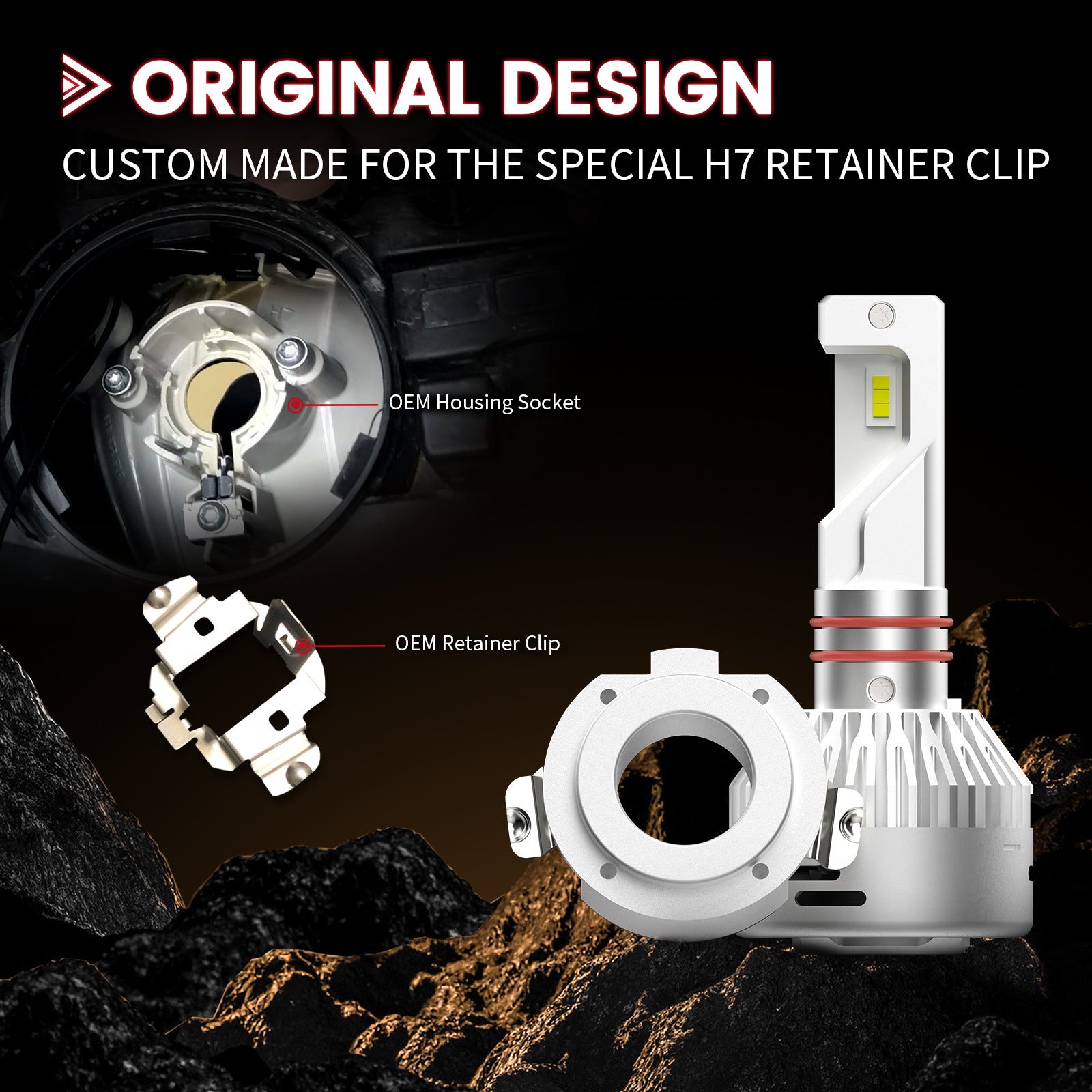 Custom H7 LED Bulbs Fit for Mercedes Benz Volkswagen Tiguan with Retainer Adapter Plug n Play | 2 Bulbs - Image 3