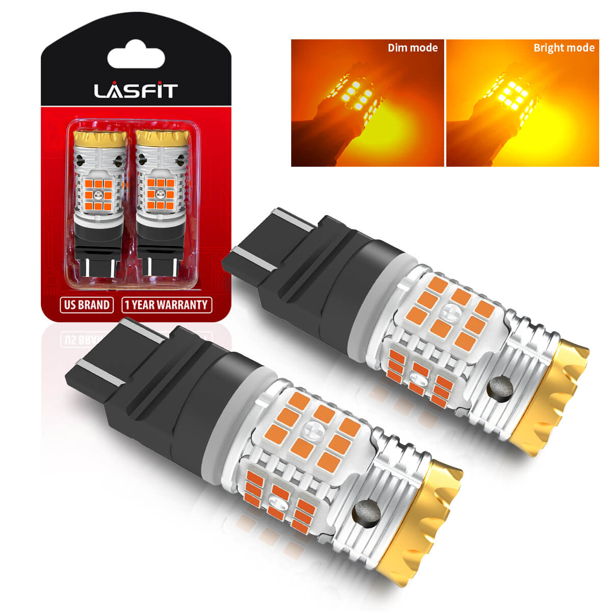 4257 4257NA CANBUS Error Free LED Turn Signal Light Anti Hyper Flash | Amber Yellow, 2 Bulbs