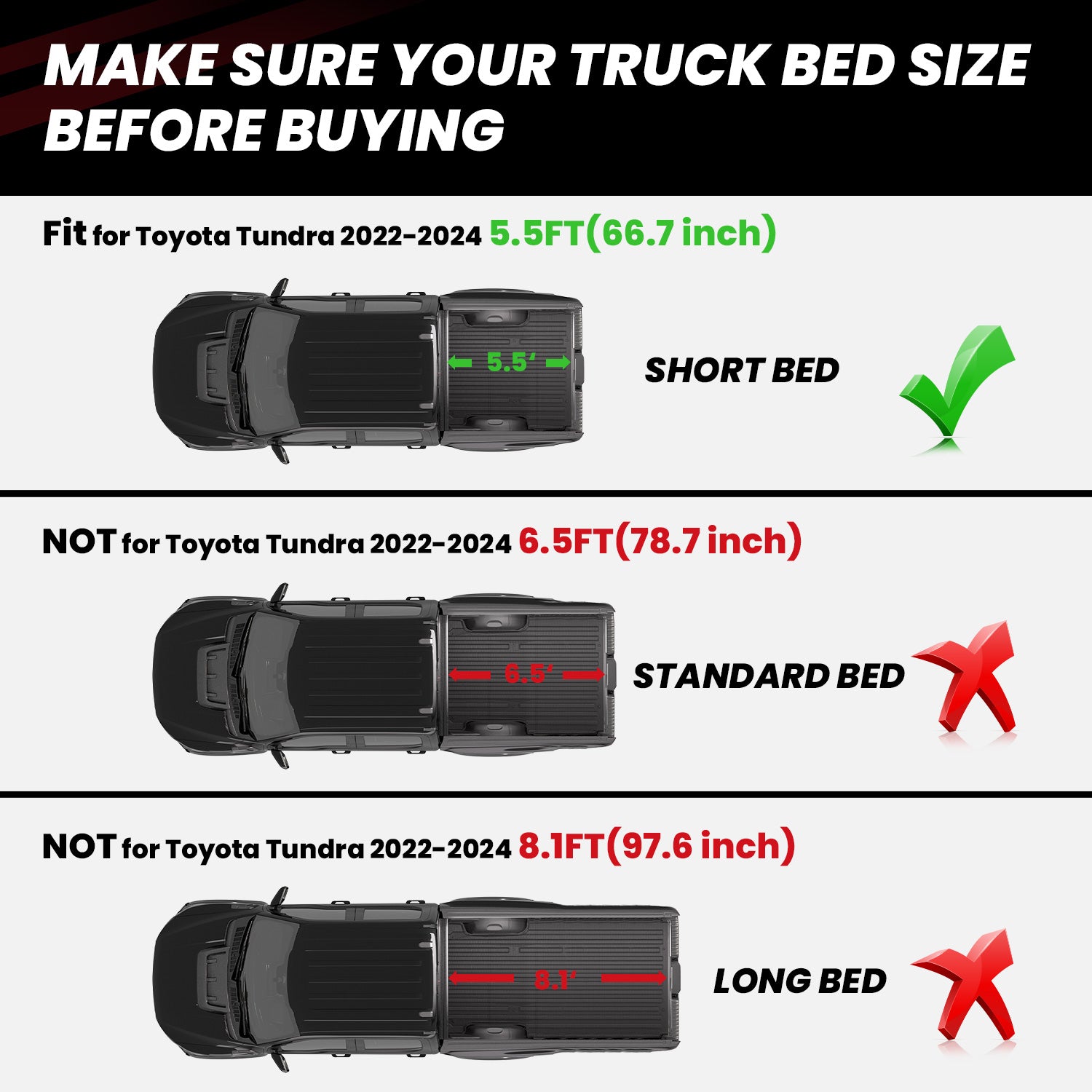 Fit for 2022-2026 Toyota Tundra Heavy Duty Custom Bed Mat or Tailgate Mat - Image 2