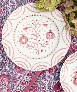 Pomegranate Duet Rose Dinner Plate | Set of 2