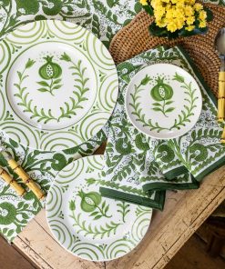 Pomegranate Crest Green Dinner Plate | Set of 2