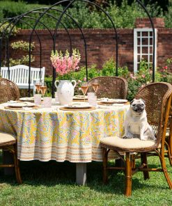 Climbing Dahlia Sunshine Yellow Tablecloth