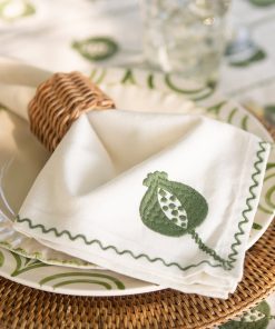 Pomegranate Crewel Green Napkin | Set of 4
