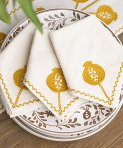Pomegranate Crewel Ochre Napkin | Set of 4
