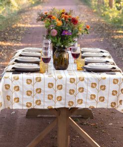 Pomegranate Crewel Ochre Tablecloth