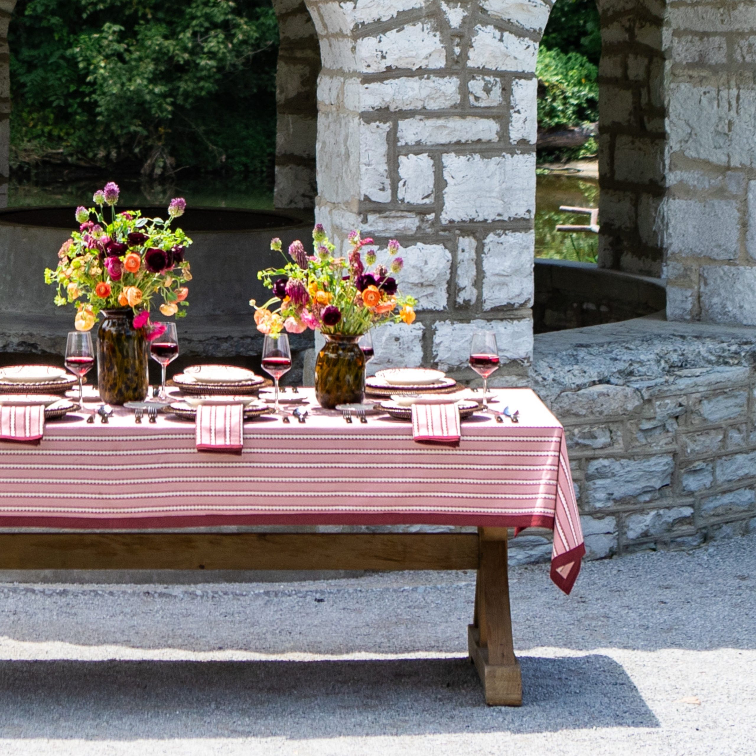 Dotted Stripe Rose Tablecloth - Image 3