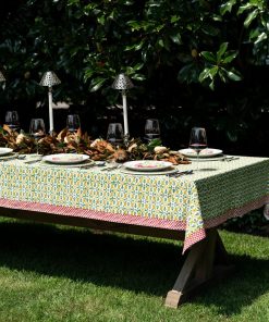 Fleur de Lis Geo Saffron Tablecloth