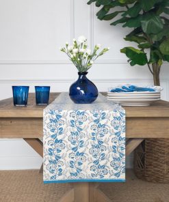 Gardenia Vine Azure Table Runner