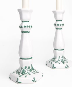 Pomegranate Scroll Forest Green Candlestick Set of 2