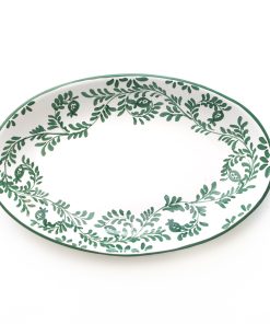 Pomegranate Scroll Forest Green Oval Tray