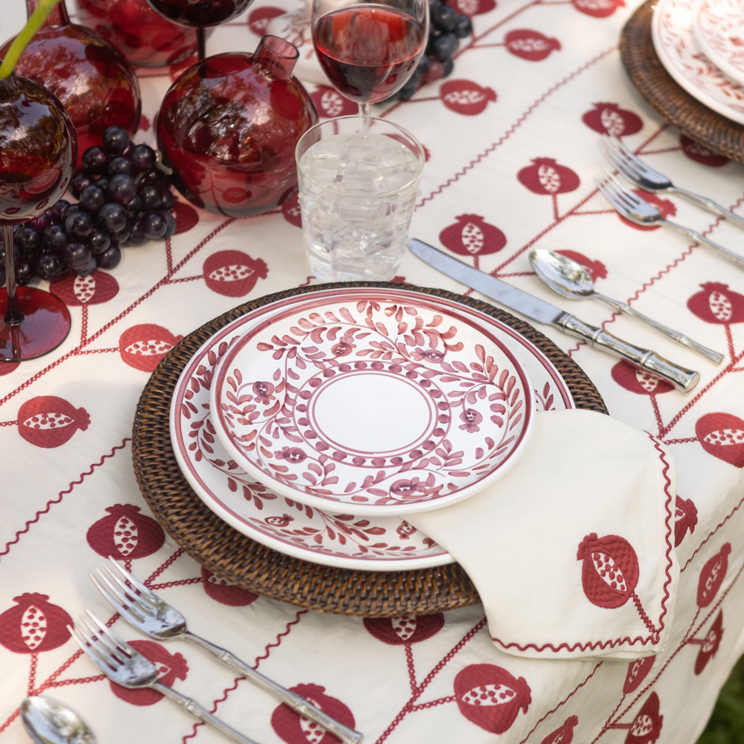 Pomegranate Scroll Bordeaux Salad Plate Set of 2
