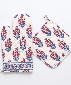 Sagar Red & Blue Oven Mitt Set