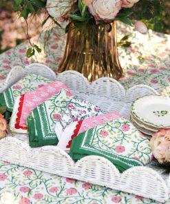 White Wicker Scalloped Rectangle Tray